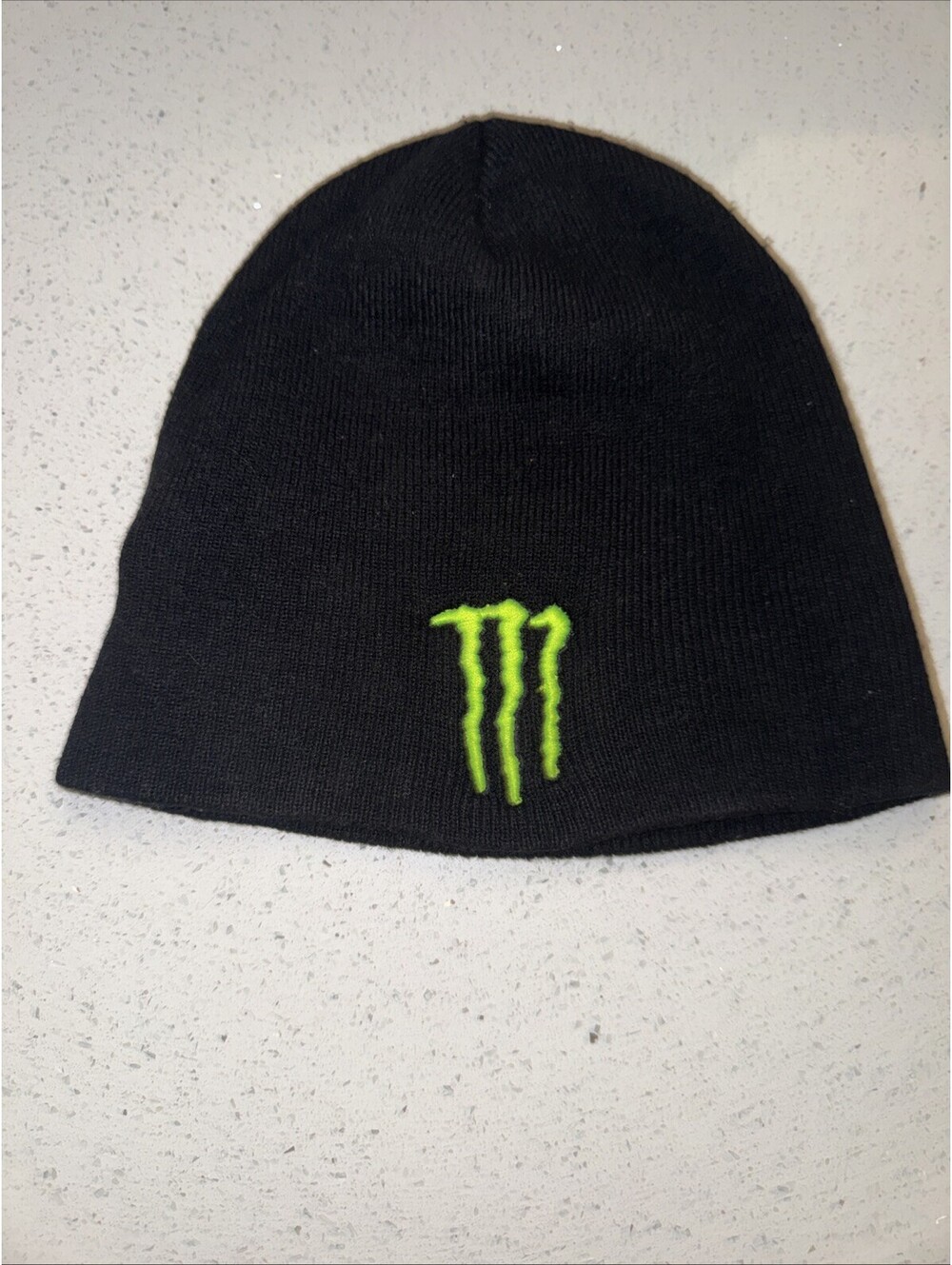 Monster Energy Beanie Black Knit Skull Cap Hat Embroidered Green Claw Logo Y2K